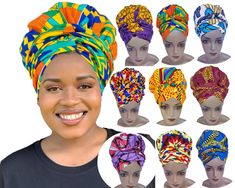 Our African print headwrap are made with 100% beautiful and vibrant colors of Ankara cotton. it is combined with a cap/bonnet and are lined with 100% satin to protect your hair from friction and drying out. -They are all made with an elastic band. - Available for wholesale pricing - Mask is two layers of cotton fabrics with filter pockets and nose wire guide Note. colors might be a little different due to different monitor lighting RETURNS: Due to the intended use, there are no returns on hair accessories- but if there's an issue with your item please contact me and I'll try my best to resolve it. Made in the USA Ships from Alabama Made from a selection of beautiful multiple colored fabric and satin lining to protect your hairline Care instructions: Wash on cold with similar colors (or han Multicolor Cotton Turban, Multicolor Cotton Headscarf One Size, Multicolor Cotton Headscarf, One Size, Multicolor Cotton One-size Headscarf, Bohemian Multicolor Cotton Turban, Hair Covering, Colored Fabric, Afro Hair, Turbans