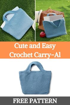 the crochet carry - all bag is shown in three different colors and sizes