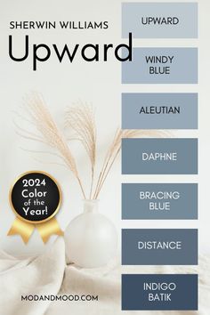 the color scheme for sherylin williams's upward windy blue is shown