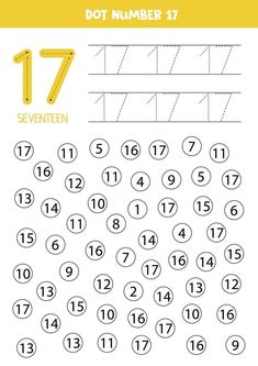 the number 17 worksheet for children to learn how to write and draw numbers