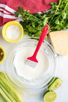 the ingredients to make this dip include celery, limes, and cheese