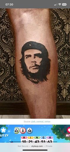 an image of a man with a beard on his leg