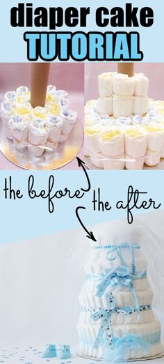 how to make diaper cake with instructions for the bottom layer and top layer is white,