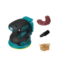 an electric sander with accessories for it