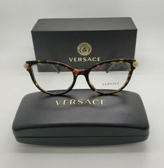 VERSACE MOD. 3270-Q-A 108 WOMENS EYE GLASSES FRAMES 54-17-140 NEW w. CASE & BOX!! SELLING BEAUTIFUL RARE VERSACE FRAMES. IDEAL FOR PRESCRIPTION USE. FRAMES COME WITH ORIGINAL VERSACE CASE AND BOX!! (As in first picture) Eye Size 54 Bridge Size 17 Temple length 140 BRAND NEW AND 100% AUTHENTIC GUARANTEED! I GUARANTEE THAT THESE EYEGLASSES ARE 100% AUTHENTIC, PLEASE CHECK MY FEEDBACK AND BID WITH CONFIDENCE!!! TRACKING AND INSURANCE ARE INCLUDED!!! Check out my other items! Be sure to add me to yo Versace Glasses Woman, Versace Glasses, Eye Glasses Frames, Stylish Glasses, Womens Glasses, Eye Glasses, Glasses Frames, One Pic, Sunglasses Case