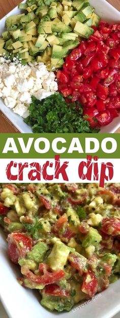 This quick and easy party appetizer is the BEST make ahead dip you will ever make! Serve it up with chips for a simple finger food everyone will love. It's made with avocados, tomatoes, feta and parsley. | Listotic.com Avocado Dessert, Cheesecake Dip, Party Appetizers Easy, Party Appetizer, Avocado Recipes, Avocado Salad, Best Appetizers