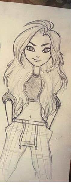 a drawing of a girl with long hair