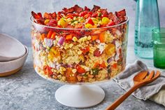 a large bowl filled with lots of colorful food