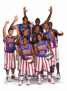 an advertisement for harlem globetroters featuring basketball players