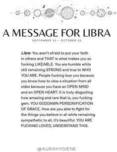 the message for libra, written in black and white