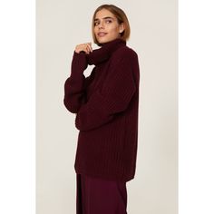 Cabernet knit (15% Wool, 15% Nylon, 70% Acrylic). Turtleneck. Long sleeves. Pull-on. 24.5" from shoulder to hemline. Winter Workwear Textured Knit Turtleneck, Oversized Winter Knit Top With Ribbed Cuffs, Knit Turtleneck With Ribbed Collar For Fall, Winter Knit Top With Ribbed Collar For Layering, Textured Knit Sweater For Winter Workwear, Winter Stretch Knit Top With Ribbed Collar, Fall Ribbed Collar Solid Knit Top, Winter Knit Top With Ribbed Cuffs, Fall Ribbed Collar Knit Top