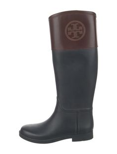 Tory Burch Rubber Knee-High Rain BootsBlueRound-Toes with Leather Trim EmbellishmentDesigner Fit: This designer typically runs true to size. Tory Burch Tall Boots, Tory Burch Sleeping Bag Boots, Boots Tory Burch, Boot Shoes Women, Leather Trim, Leather Trims, Rain Boots, Knee High, Tory Burch