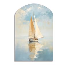 a painting of a sailboat on the water