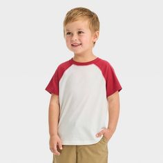 Toddler Boys' Short Sleeve Jersey Knit T-Shirt - Cat & Jack™ Red 18M Boys Ties, Tie Dye Tank Top, Toddler Boy Outfits, Fabric Tape, Knitted Tshirt, Pocket Tshirt, Pair Of Pants, Casual Fits, Toddler Outfits