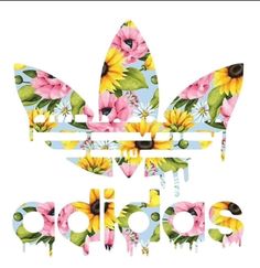 the adidas logo with flowers and leaves on it's bottom half is shown