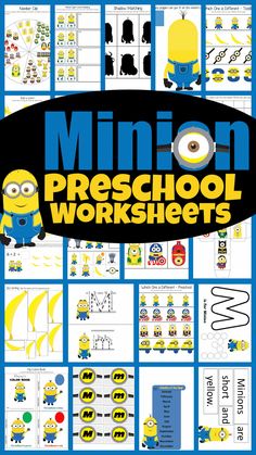 the minion preschool worksheets are great for learning numbers, letters and shapes