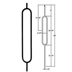 a drawing of a door handle with measurements for the length and width of the handles