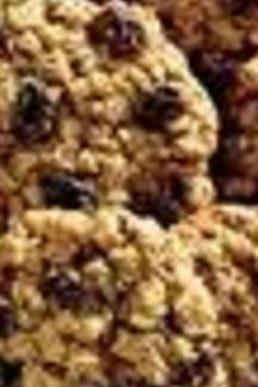 closeup of oatmeal cookies with raisins and cranberries