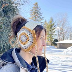 child wearing crochet head warmer Crochet Ear Wrap, Ear Muffs Crochet Pattern Free, Head Warmers Crochet, Crochet Face Warmer, Crochet Head Warmer, Crochet Ear Muffs Free Pattern, Crochet Earmuffs Free Pattern, Crochet Ear Muffs, Crochet Earmuffs