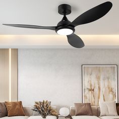 #color_Black+Black Living Room Ceiling Lamps, Art In Living Room, Fan Lighting, Decor Ceiling, Living Room Ceiling Fan, Fan Lights, 52 Inch Ceiling Fan, Ceiling Fan Design, Remote Control Light