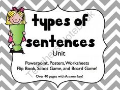 the types of sentences unit for powerpoint, posters, worksheets and flip book