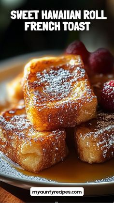 sweet hawaiian roll french toast on a plate