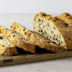 slices of bread sitting on top of a cutting board