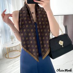 Olivia Mark - 90cm twill silk large square scarf female spring and summer new satin printed silk scarf decorative scarf headscarf shawl Large Square Scarf, Leopard Fashion, Coffee Color, Printed Silk Scarf, Color Coffee, Coffee Colour, Printed Silk, Rave Outfits, Everyday Wardrobe