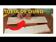 a person cutting wood with a knife on top of it and the words idea de ouro