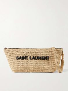 Shop SAINT LAURENT Logo-Embroidered Raffia Messenger Bag, Explore the latest in-season SAINT LAURENT collection today on MR PORTER Designer Woven Straw Bag For Travel, Designer Woven Straw Travel Bag, Designer Woven Shoulder Bag For Vacation, Designer Summer Travel Bags, Designer Travel Bags For Summer, Designer Shoulder Bag For Summer Vacation, Designer Summer Shoulder Bag For Vacation, Designer Straw Bag For Vacation, Designer Shoulder Bag For Summer Beach