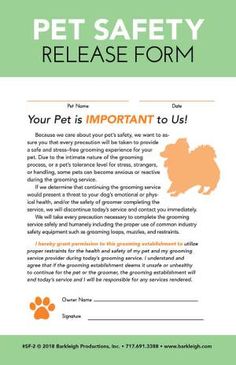 the pet safety release form is shown