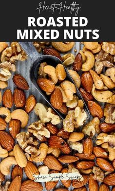 roasted mixed nuts with text overlay