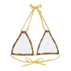 Mix + match to create the swimsuit of your dreams with this Terra Conserva string bikini top. Made with 4-way stretch Tricot (82% Microfiber, 18% Spandex), this string bikini top can be easily coupled with any style Terra Conserva bikini bottom! Each top comes with adjustable elastic straps to ensure a snug fit. .: Material: 82% microfiber polyester, 18% spandex.: Medium fabric (7.5 oz /yd² (250 g/m²).: Adjustable elastic straps.: Removable cups.: Assembled in the USA from globally sourced parts.: Seam thread color automatically matched to design (black or white) XS S M L XL Bust width, in 17.25 18.25 19.25 20.25 21.25 Strap length, in 48.00 48.00 48.00 48.00 48.00 Festival Swimwear With Built-in Bra And Triangle Top, Adjustable Triangle Halter Top For Beachwear, Adjustable T-back Swimwear For Festivals, Stretch Triangle Halter Top For Sunbathing, Adjustable Triangle Halter Top For Poolside, Fitted Strappy Swimwear With String Tie, Adjustable Triangle Halter Top For Swimming, Beachwear T-back Halter Top For Festivals, Adjustable Triangle Halter Top For Beach Party