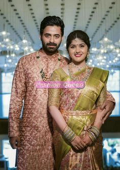 Amazing Latest Couple Wedding Dresses Availble @fashionqueen6767 on 40% Discounts. South Indian Mens Wear, Couple Traditional Outfits Indian, Latest Wedding Saree Collection, Reception Sarees, Wedding Outfits For Groom