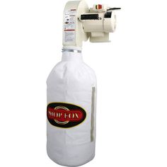 a white propaner with a hose attached to it