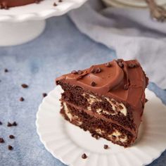 a slice of chocolate cake on a plate