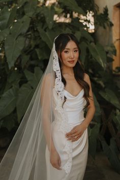 Cathedral Mantilla Veil with Eyelash Lace Trim, Lace Wedding Veil – One Blushing Bride Custom Wedding Veils Chantilly Lace Veil, Hair Down Veil Wedding, Cathedral Mantilla Veil, Bridal Veil Hair, Veil Lace Trim, Long Veils Bridal, Mantilla Veil Wedding, Veil Ideas, Elbow Length Veil