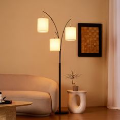 This elegant 80" tree-inspired floor lamp features three adjustable arms with cylindrical fabric shades, casting a soft, flattering glow. Its sleek trunk-like base allows you to customize the height and angle—perfect for focused reading or creating a cozy ambiance. With standard E26 sockets, it supports incandescent, CFL, and LED bulbs up to 60W (bulbs not included), making it ideal for any room, from bedrooms to home offices. Latitude Run® | Latitude Run® Bulter 80" 3-Light Arc Tree Floor Lamp… Standing Lamps Living Room Corner, Arc Floor Lamp Living Room, Arc Floor Lamps Living Room, Corner Decorating Ideas, Standing Lamp Living Room, Floor Lamp Living Room, Rec Rooms, Living Room Lamps, Floor Lamp Black