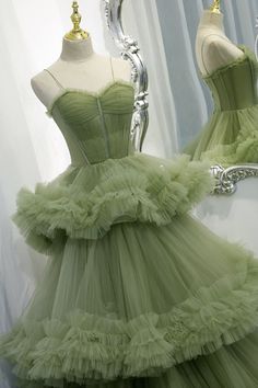 Tulle Long Dress, Green Formal Dresses, Green Tulle, Green Prom Dress, Ball Gowns Prom, Ball Gown Dresses