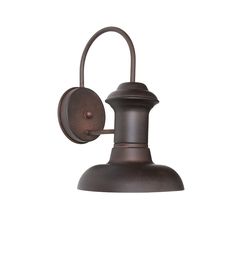 an outdoor wall light with a brown finish