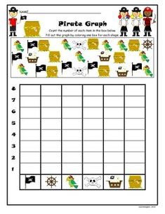 the pirate graph is shown in this worksheet for children to practice their math skills