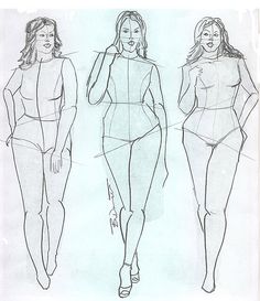 three women in bodysuits are shown from the front, back and side view