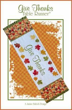 the cover of give thanks table runner