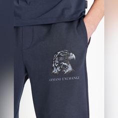 Armani Exchange Eagle Navy Black Sweat Pants 3lzpaq Zj5uz 1596 Giorgio Armani Authorized Dealer Casual Style Is Updated With A Military Edge Thanks To These Sweatpants That Combine Sportswear Style With An Off-Road Attitude. Product Code 3lzpaqzj5uz11596 Details & Special Features Interlock Pants Fabric: 57% Polyester, 43% Cotton Imported Machine Wash 3lzpaq-Zj5uz All Our Items Are Brand New. Thank You For Shopping With Premiumapparelshops.Com We Are An Authorized And Trusted Dealer Of Top Desig Casual Black Pants With Logo Print, Casual Long Pants With Logo Detail, Casual Pants With Logo Print For Loungewear, Casual Black Bottoms With Logo Detail, Mens Grey Sweatpants, Athleisure Pants, Green Sweatpants, Black Sweats, Armani Exchange Men