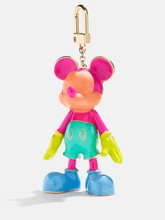 a mickey mouse keychain hanging from a chain