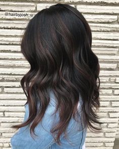 Brunette Hair With Subtle Balayage, Add Dark To Light Brown Hair, Shoulder Length Chocolate Balayage, Dark Chocolate Hair Color Ideas, Dark Brown With Brown Lowlights, Dark Hair Color Ideas For Brunettes 2023, Brown Hair Colors With Lowlights Caramel, Dark Hair With Highlights Medium Length, Deep Dimensional Brunette