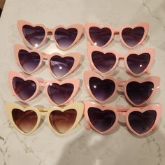 7 Pink Heart Sunglasses 1 White Heart Sunglasses Never Worn Brand New Great For A Bridal Shower, Bachelorette Party, Barbie Themed Party, Girl's Night Out, Galentines, Valentines Etc. Bachelorette Party Ideas Pink, Bachelorette Party Barbie, White Heart Sunglasses, Pink Heart Sunglasses, Galentines Valentines, White Glasses, Barbie Theme, Heart Sunglasses, Bach Party