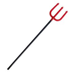 a red and black pitchfork on a white background