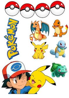 the pokemon characters are depicted in this image