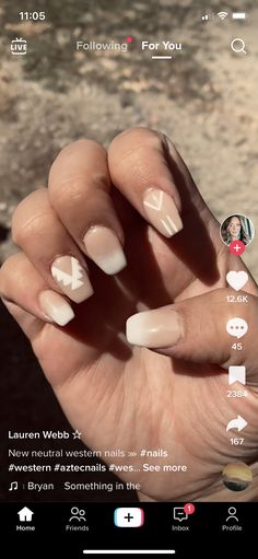 Country Concert Nails Ideas Simple, Natural Western Nails, Boho Western Wedding Nails, Wedding Nails For Bride Western, Western Easter Nails, Nails Inspiration Western